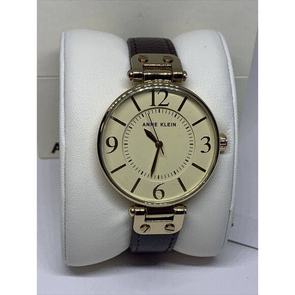 Anne Klein 10/9168 Women's Black Leather Band Analog Dial Quartz Watch WAT169 - Picture 3 of 12